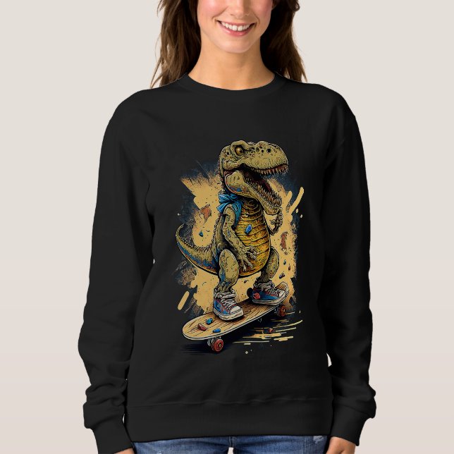 Sudadera Skating Dinosaur rex on Skateboard (Anverso)