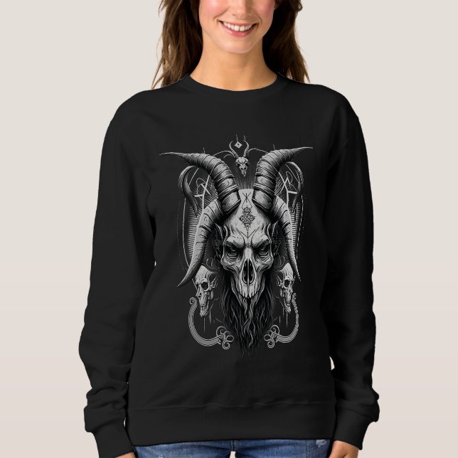 Sudadera Skeleton Baphomet  Occult Gothic Demon (Anverso)