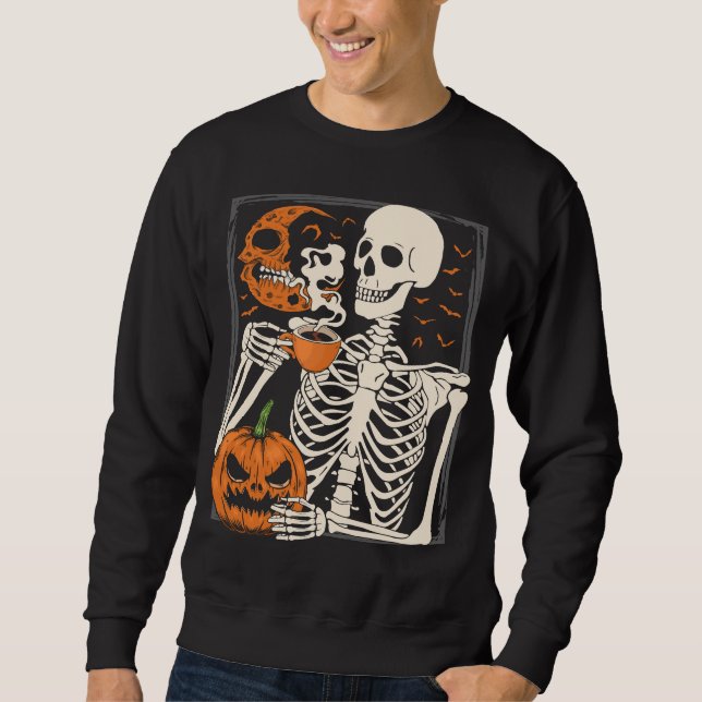 Sudadera Skeleton Beber café Lover Halloween Skull M (Anverso)
