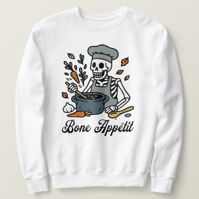 Sudadera Skeleton Chef Halloween - Cocina de otoño fantasma (Anverso del diseño)