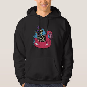 Sudadera Skeleton Chillin Flamingo Halloween Graciosa Bruja