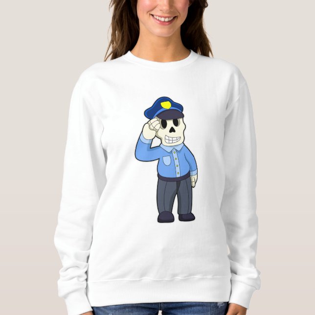 Sudadera Skeleton como oficial de policía con gorra de poli (Anverso)