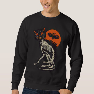 Sudadera Skeleton de gato negro Sangre Horror en la luna