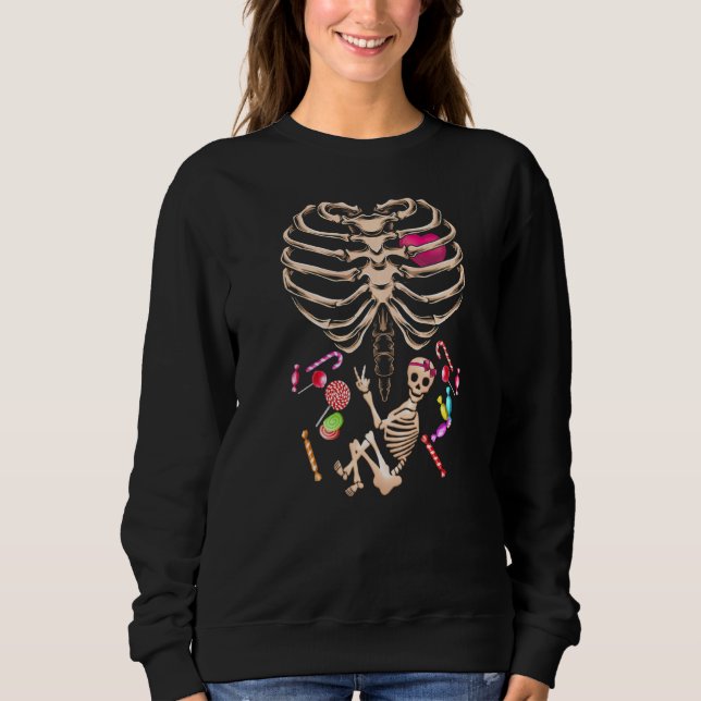 Sudadera Skeleton de Halloween Embarazo Niña X Ray (Anverso)