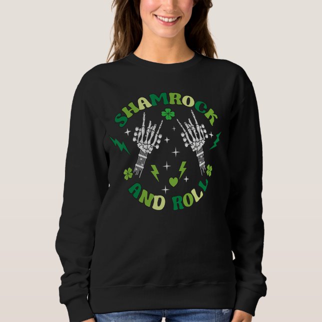 Sudadera Skeleton de St. Patrick's Day Rock and Roll Shamro (Anverso)