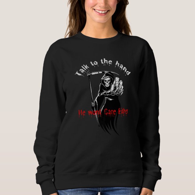 Sudadera Skeleton Death Talking Hand Gothic Halloween Desig (Anverso)
