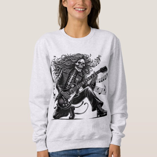 Sudadera Skeleton Dinámico Rockstar Jugando Guitarra Eléctr (Anverso)