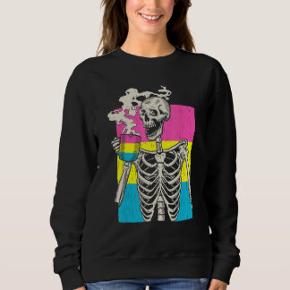 Sudadera Skeleton Drinking Coffee LGBT Q Pansexual Pride Pa