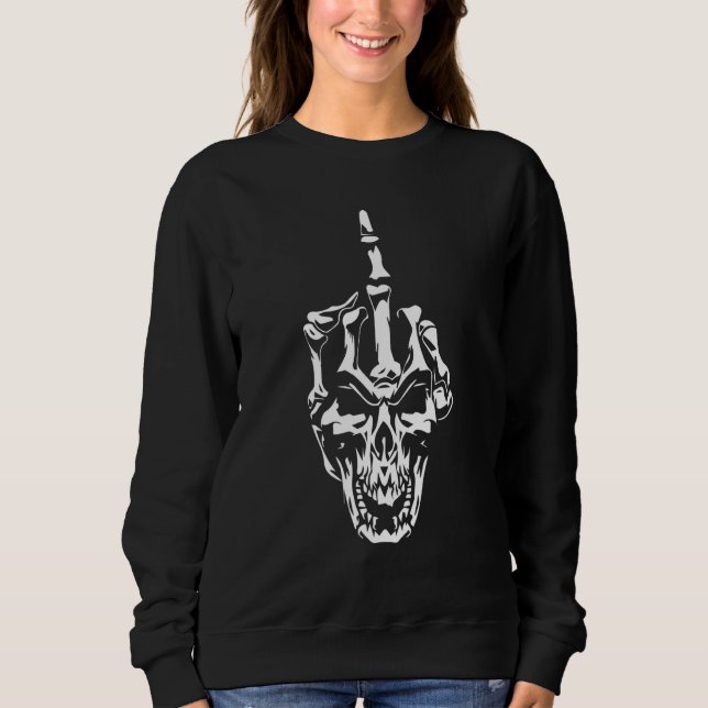 Sudadera Skeleton Hand Halloween Bones Middle Finger Skull  (Anverso)