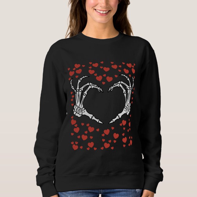 Sudadera Skeleton Hand Hearts Valentines Day  Bones Love (Anverso)