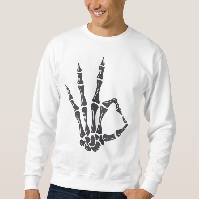 Sudadera Skeleton Hand OK Sign Graphic Sweatshirt (Anverso)