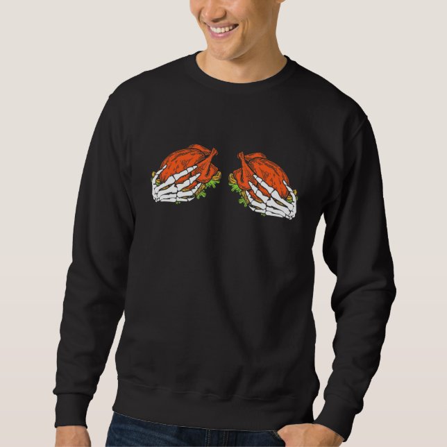 Sudadera Skeleton Hand On Breast Turkey Bra Día de Acción d (Anverso)