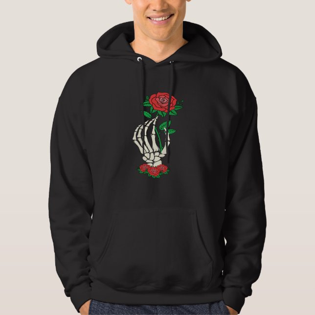 Sudadera Skeleton Hand Red Rose Flower Valentine's Day Love (Anverso)
