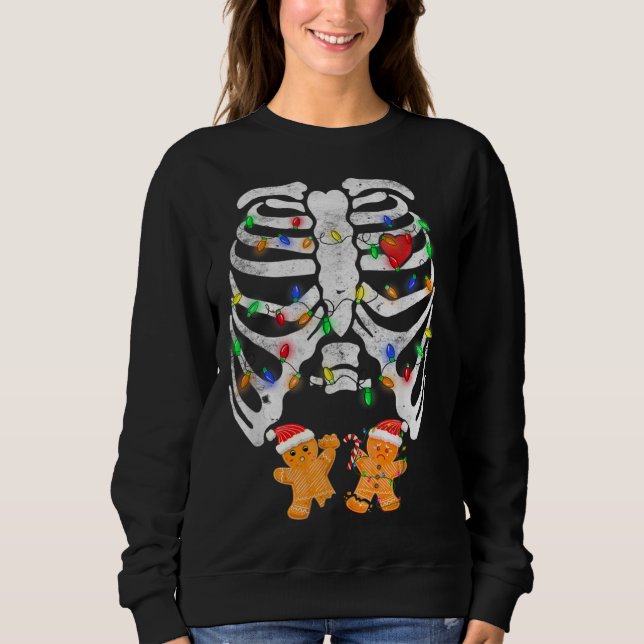 Sudadera Skeleton Hearb Rib Cage X Ray Gingerbread Christma (Anverso)