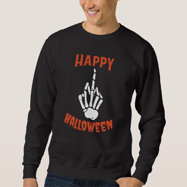 Sudadera Skeleton Middle Finger Happy Halloween (Anverso)