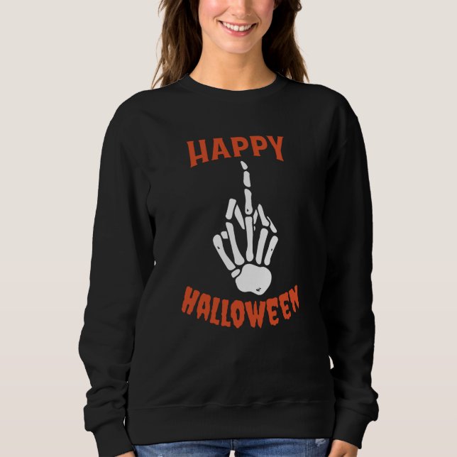 Sudadera Skeleton Middle Finger Happy Halloween (Anverso)
