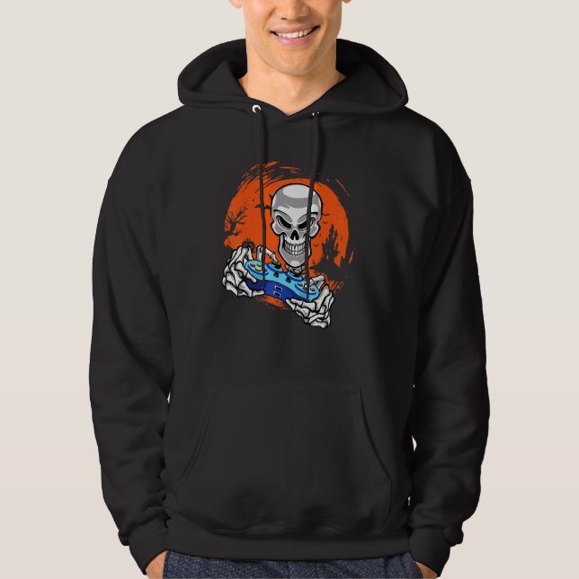 Sudadera Skeleton Moon Video Game Gamer Gaming Halloween Bo (Anverso)