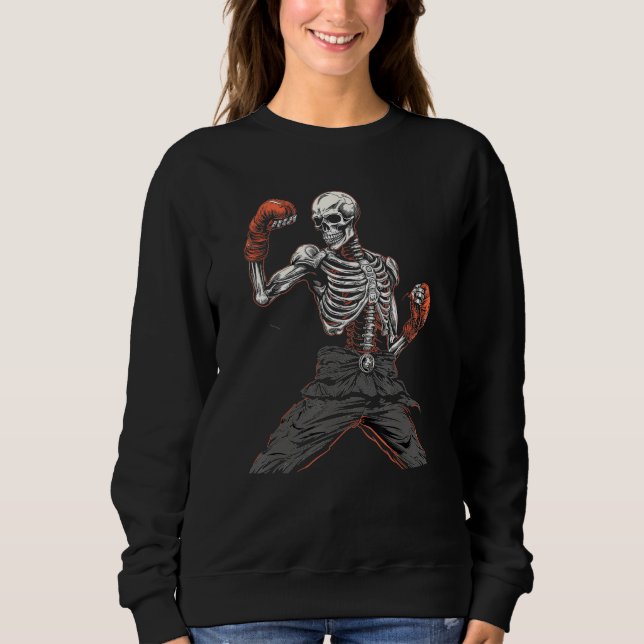 Sudadera Skeleton Muay Thai Halloween Kickboxing Luchó cont (Anverso)