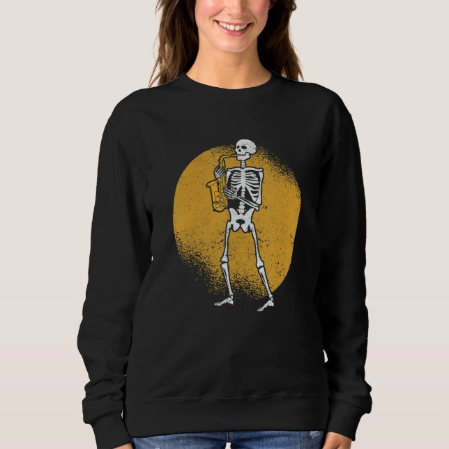 Sudadera Skeleton Playing Saxophone Jazz Halloween Music Sp (Anverso)