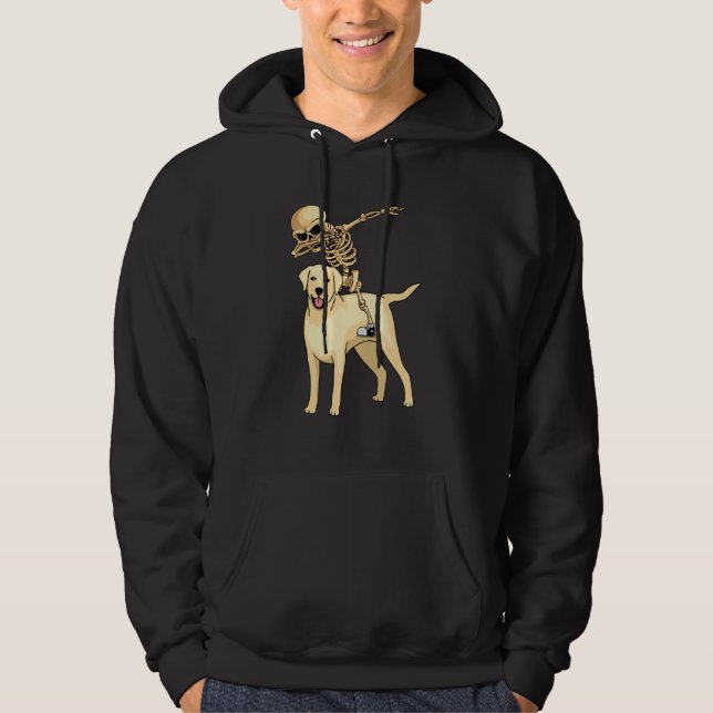 Sudadera Skeleton Riding Labrador Lazy Halloween Costume Cu (Anverso)