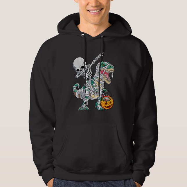 Sudadera Skeleton Riding Mummy Dinosaur Rex Halloween  Pump (Anverso)