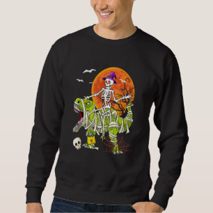 Sudadera Skeleton Riding T Rex Halloween Boys Dinosaurio