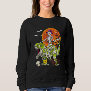Sudadera Skeleton Riding T Rex Halloween Boys Dinosaurio