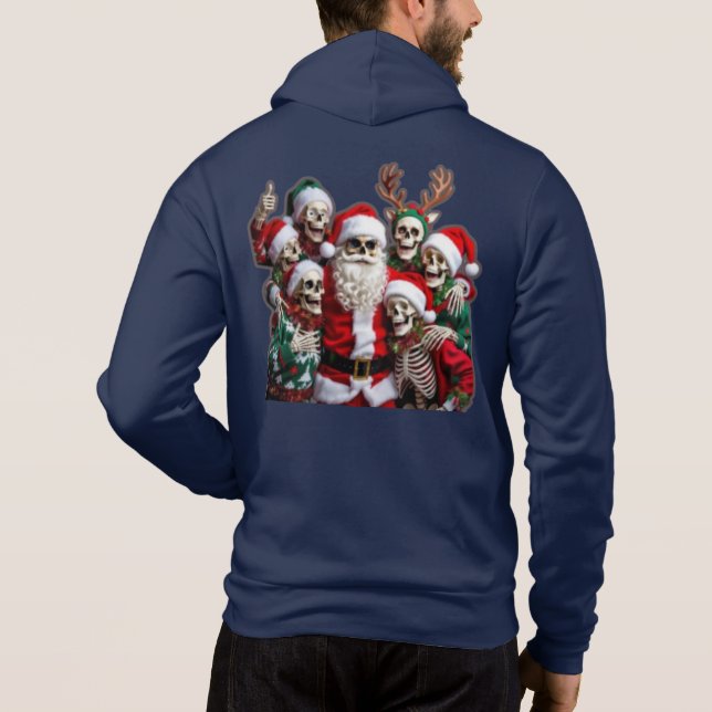 Sudadera Skeleton Santa Christmas Group Photo – Festive 3D  (Reverso)