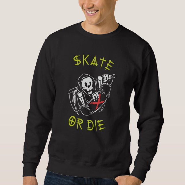 Sudadera Skeleton Skateboarder Grim Reaper (Anverso)