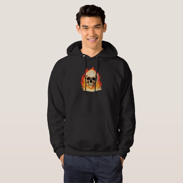 Sudadera Skeleton Skeleton en llamas retro muerto (Anverso completo)