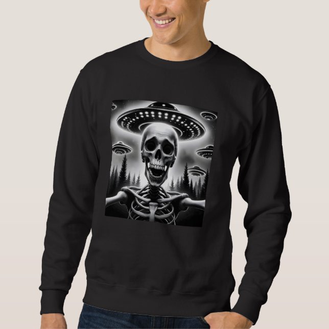 Sudadera Skeleton UFO Halloween Alien Abducción Skeleton Se (Anverso)