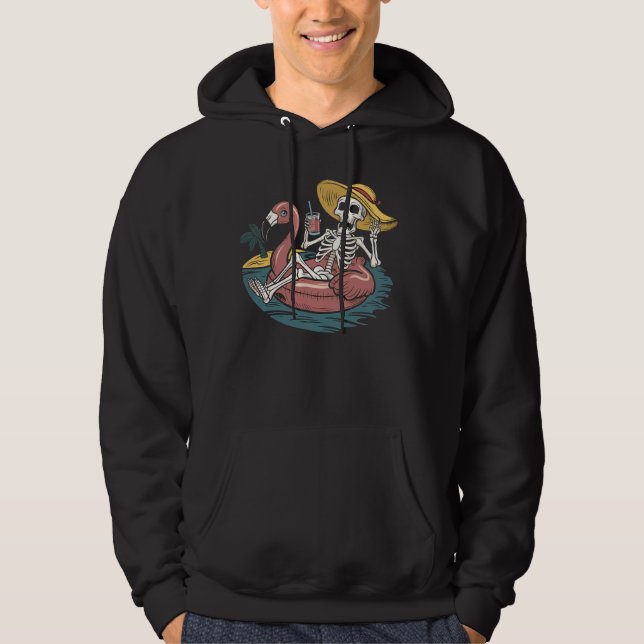 Sudadera Skeleton vacaciones de verano Flamingo Float Tropi (Anverso)