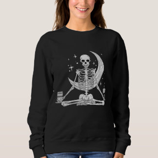 Sudadera Skeleton Yoga Meditating and Drinking Coffee Funny