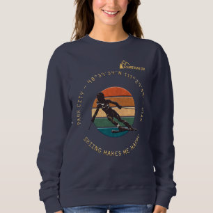 Sudadera Ski Park City, Utah - Esquiadora, Golden Text