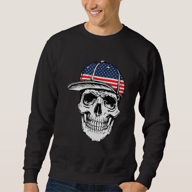 Sudadera Skull American Flag 4 De Julio Guay Skeleton Patr (Anverso)