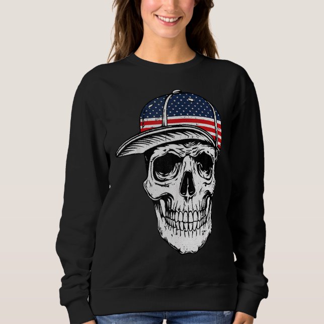 Sudadera Skull American Flag 4 De Julio Guay Skeleton Patr (Anverso)