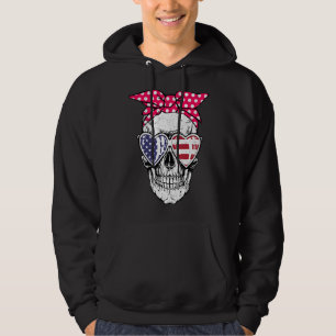 Sudadera Skull American Flag gafas de sol Día de la Indepen