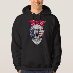Sudadera Skull American Flag gafas de sol Día de la Indepen