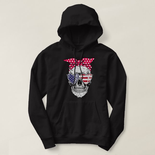 Sudadera Skull American Flag gafas de sol Día de la Indepen (Diseño del anverso)