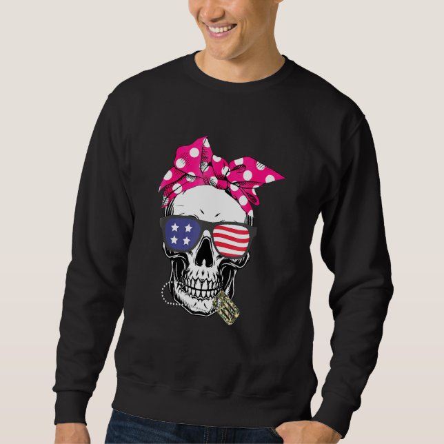 Sudadera Skull Bandera Estadounidense Veterano Día de Escan (Anverso)