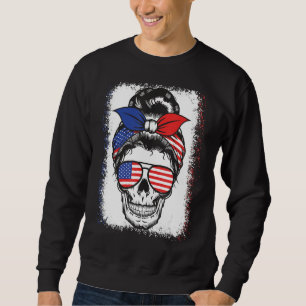 Sudadera Skull Chicas Estadounidenses 4 De Julio Merica Mes