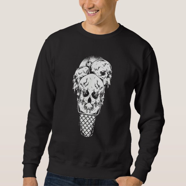 Sudadera Skull Ice Cream Cone Gothic Goth Creepy Halloween  (Anverso)
