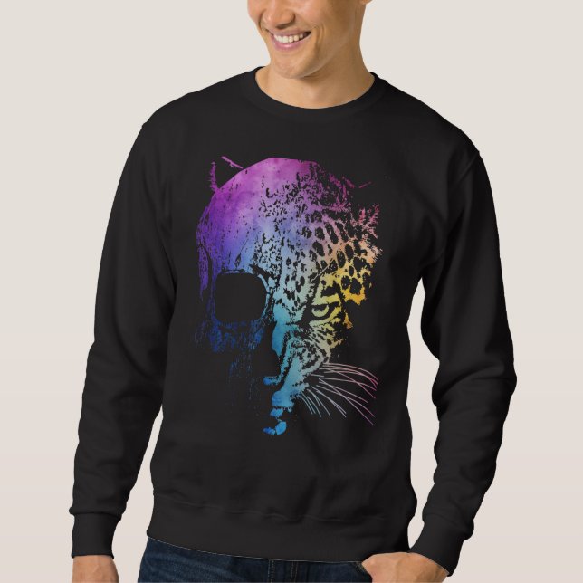 Sudadera Skull Leopard Animal Rainbow Leopard Animal Art (Anverso)