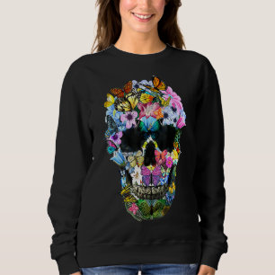 Sudadera Skull Para Mujeres Floral Mariposa Skull Guay Hall