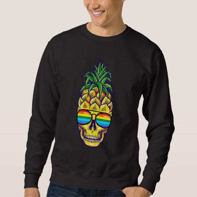 Sudadera Skull Pineapple Gafas de sol arcoiris LGBT Orgullo (Anverso)