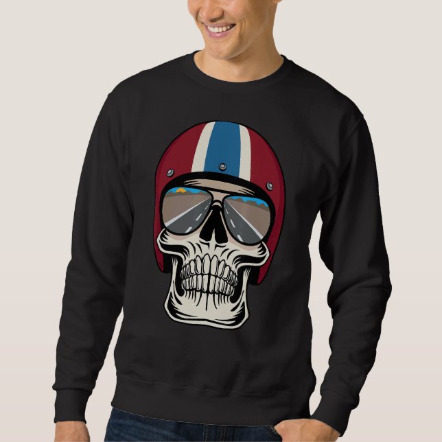 Sudadera Skull Retro Con Diseño De Cascos Y Gafas De Sol (Anverso)