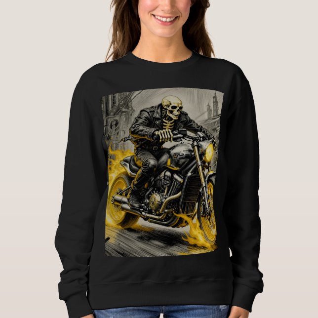Sudadera Skull Rider on Flaming Bike (Anverso)