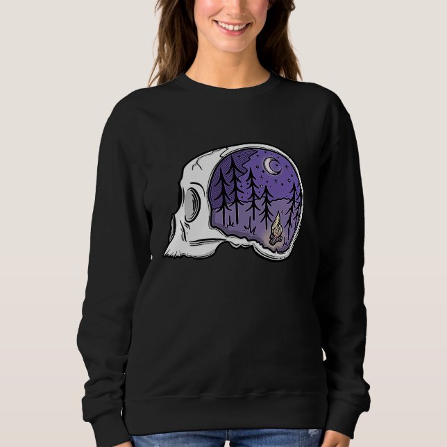 Sudadera Skull with Forest Nighttime Camping Scene True Cri (Anverso)