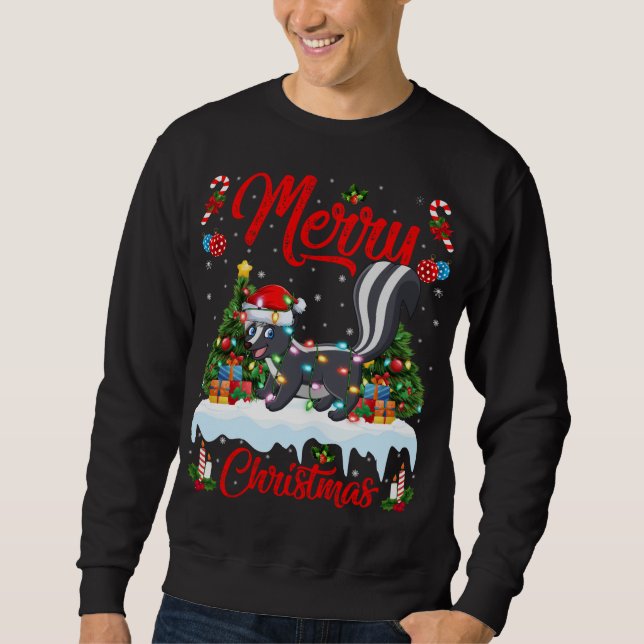 Sudadera Skuns Lover Xmas Iluminando Santa Hat desconcierta (Anverso)