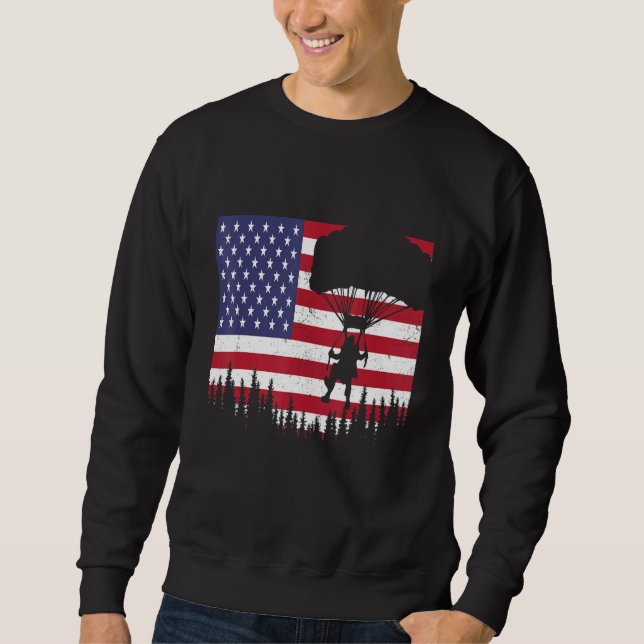 Sudadera Skydiving Vintage American Flag Funny Skydiver Sky (Anverso)